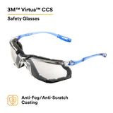 3M 11874-00000-20 Virtua Safety Glasses CCS Anti-Fog Indoor/Outdoor Mirrored Lens Blue Frame Removable Foam Gasket ANSI Z87.1 (7000128261) (20 Pack) - 5