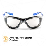 3M 11874-00000-20 Virtua Safety Glasses CCS Anti-Fog Indoor/Outdoor Mirrored Lens Blue Frame Removable Foam Gasket ANSI Z87.1 (7000128261) (20 Pack) - 6