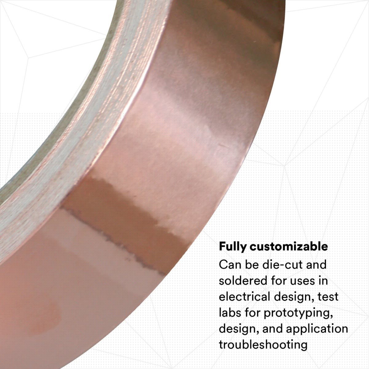 3M 1181-1X18YD EMI Copper Foil Shielding Tape, Copper, Conductive Acrylic, 1 in x 18 yd (7000132169) (9 Pack) - 2