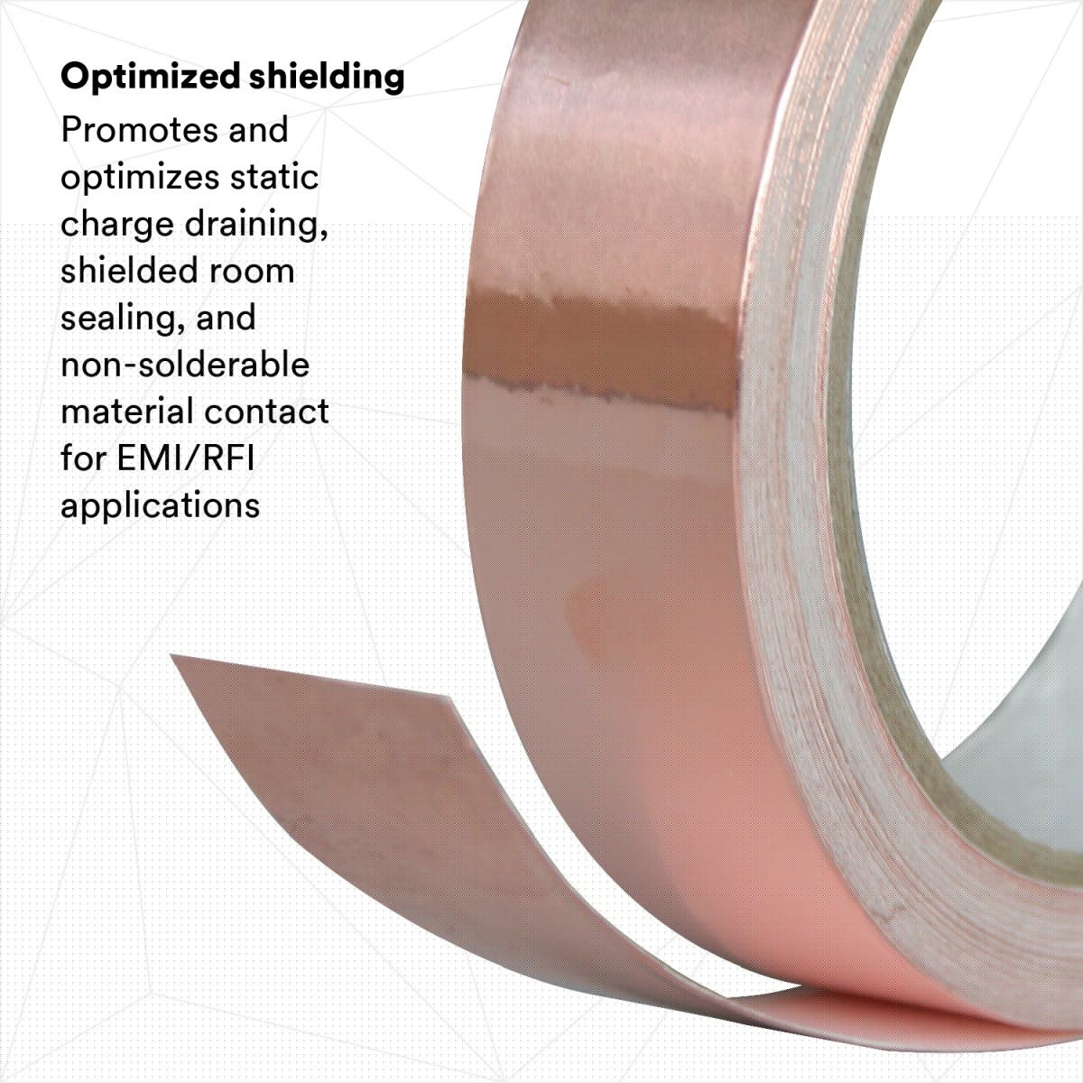 3M 1181-1X18YD EMI Copper Foil Shielding Tape, Copper, Conductive Acrylic, 1 in x 18 yd (7000132169) (9 Pack) - 3