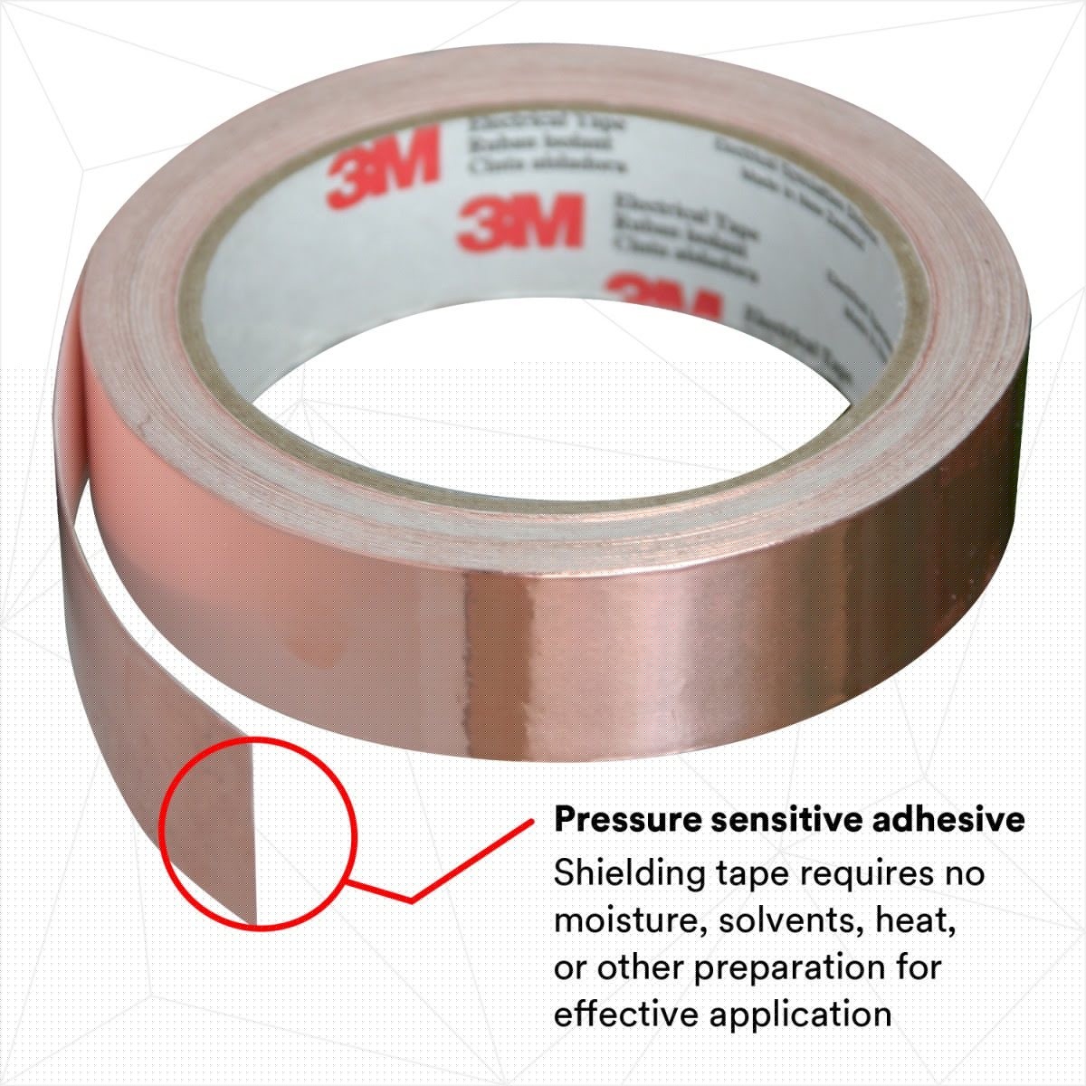 3M 1181-1X18YD EMI Copper Foil Shielding Tape, Copper, Conductive Acrylic, 1 in x 18 yd (7000132169) (9 Pack) - 4