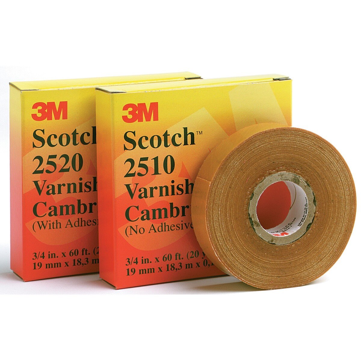 3M 2510-1.5X36YD-K Scotch Varnished Cambric Electrical Insulating Tape, Yellow, 1-1/2 in x 36 yd (7000132187) (24 Pack)