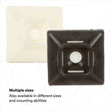 3M CTB75X75BKA-C Cable Tie Mounting Base, 4-Way Adhesive Mount, Black, Nylon, 3/4 in x 3/4 in (7000132457) (500 Pack) - 4