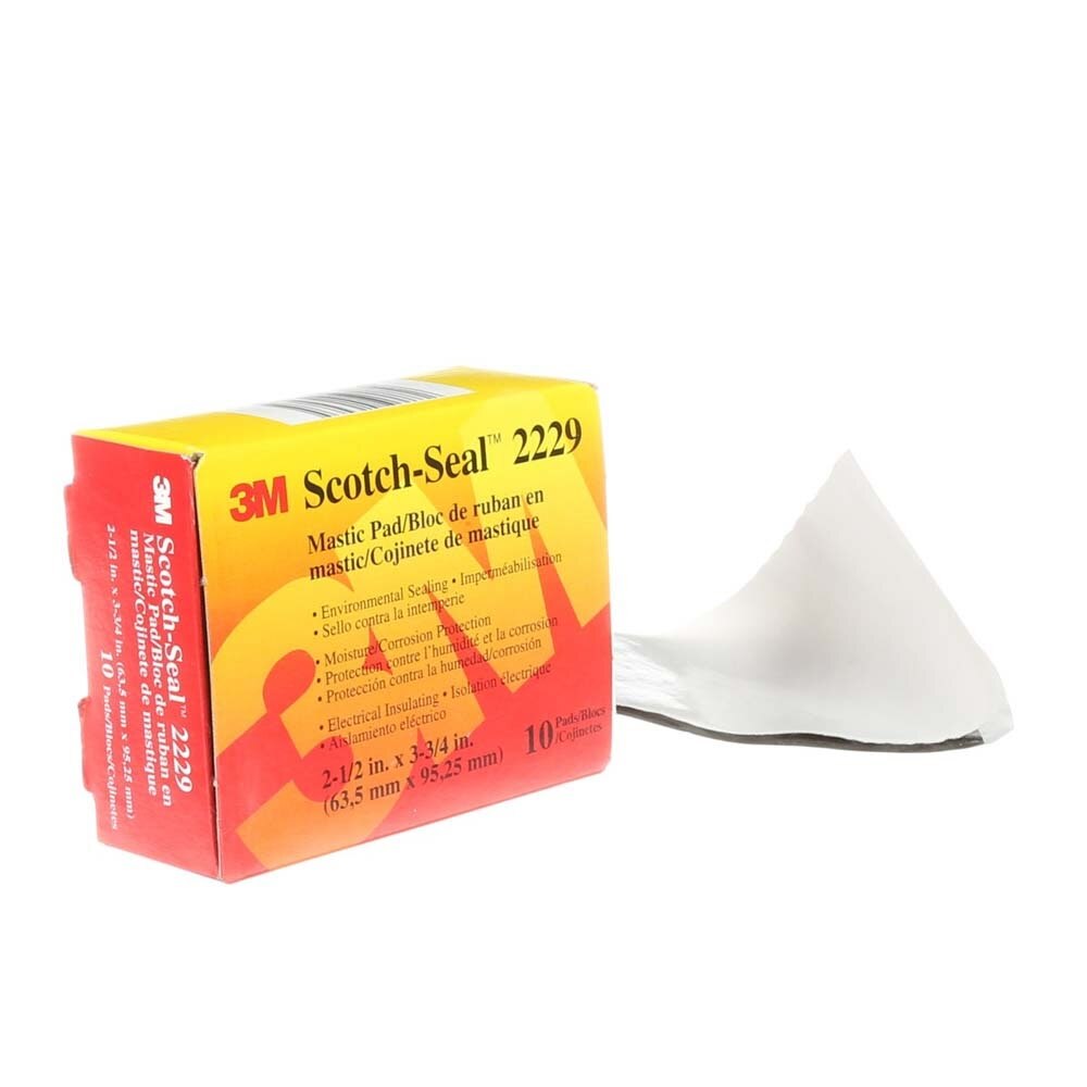 3M 7000132544 Scotch-Seal Mastic Tape Compound 2229, Black, Easy Release Liner, Used for Electrical Insulating, Padding and Sealing in Adverse Conditions, Pads (10 Pack) - 3