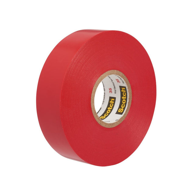 3M Scotch Vinyl Color Coding Electrical Tape 35, Red, 1/2 in x 20 ft, 7 mil (35-1/2X20FT-RD) (7000132636) (10 Pack) (10 Pack)