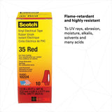 3M Scotch Vinyl Color Coding Electrical Tape 35, Red, 1/2 in x 20 ft, 7 mil (35-1/2X20FT-RD) (7000132636) (10 Pack) (10 Pack) - 3