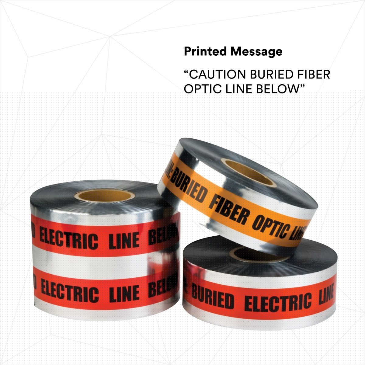 3M 407-O-3X1000FT Scotch Detectable Buried Barricade Tape 407 CAUTION BURIED FIBER OPTIC LINE BELOW 3 in x 1000 ft Orange (7000133191) (8 Pack) - 5