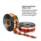 3M 407-O-3X1000FT Scotch Detectable Buried Barricade Tape 407 CAUTION BURIED FIBER OPTIC LINE BELOW 3 in x 1000 ft Orange (7000133191) (8 Pack) - 6
