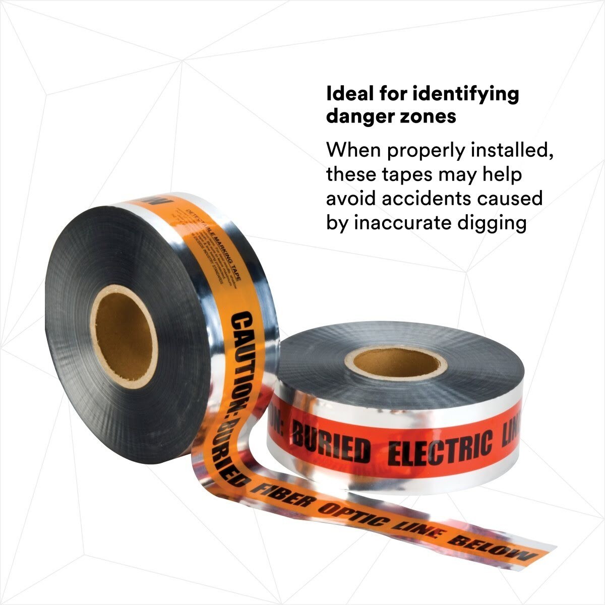 3M 407-O-3X1000FT Scotch Detectable Buried Barricade Tape 407 CAUTION BURIED FIBER OPTIC LINE BELOW 3 in x 1000 ft Orange (7000133191) (8 Pack) - 6