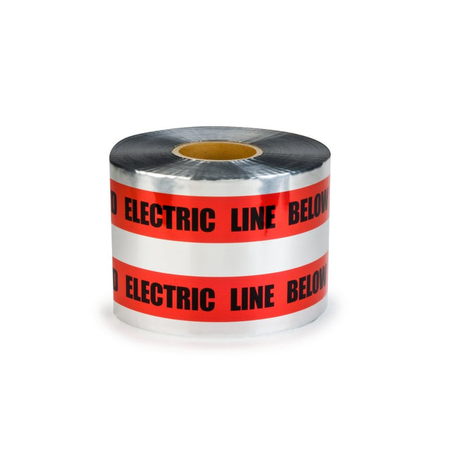 3M 408-R-6X1000FT Scotch Detectable Buried Barricade Tape CAUTION BURIED ELECTRIC LINE BELOW 6 in x 1000 ft Red (7000133192) (4 Pack)