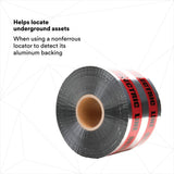 3M 408-R-6X1000FT Scotch Detectable Buried Barricade Tape CAUTION BURIED ELECTRIC LINE BELOW 6 in x 1000 ft Red (7000133192) (4 Pack) - 7