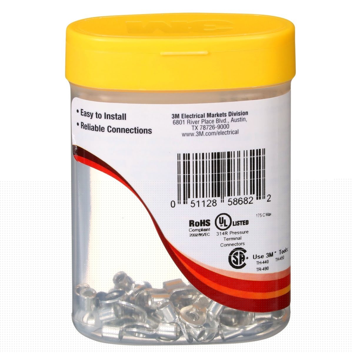 3M M10-10RX Non Insulated Ring Terminal Stud Size 10 12-10 AWG 50 Bottle (7000133294) (500 Pack) - 9