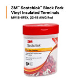 3M MV18-6FBX Block Fork Vinyl Insulated Terminals, Red, 22-18 AWG, Stud Size 6, 100 per bottle, Suitable for use in a Terminal Block (7000133322) (500 Pack) - 5