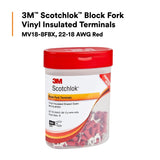 3M MV18-8FBX Block Fork Vinyl Insulated Terminals, Red, 22-18 AWG, Stud Size 8 (7000133323) (500 Pack) - 2