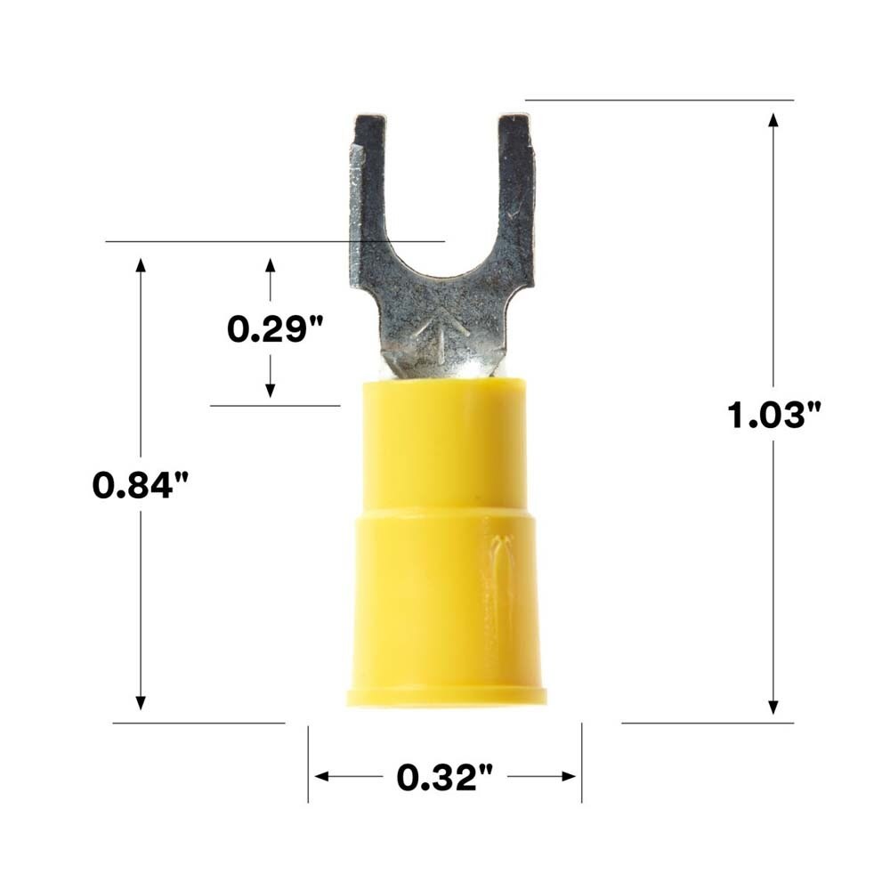 3M MV10-10FBX C3SD Scotchlok Block Fork , 12-10 AWG Yellow, Corrosion-Resistant, Vinyl Insulated Terminals, Bottle (7000133343) (50 Pack) - 2