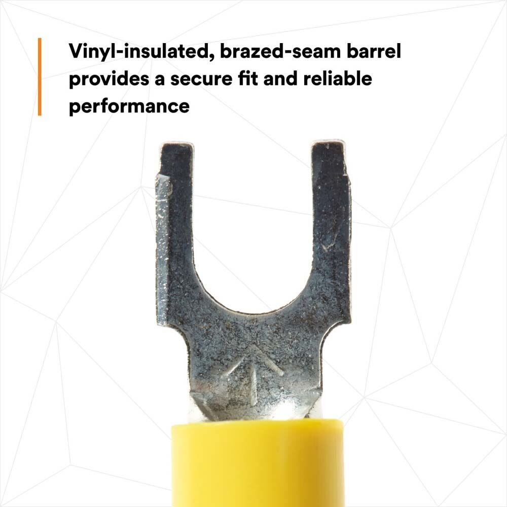 3M MV10-10FBX C3SD Scotchlok Block Fork , 12-10 AWG Yellow, Corrosion-Resistant, Vinyl Insulated Terminals, Bottle (7000133343) (50 Pack) - 4