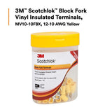 3M MV10-10FBX C3SD Scotchlok Block Fork , 12-10 AWG Yellow, Corrosion-Resistant, Vinyl Insulated Terminals, Bottle (7000133343) (50 Pack) - 5