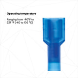 3M MNU14-250DFIX Female Disconnect Terminal, Nylon Insulated, Blue, 16-14 AWG, 1/4 in Tab, 100 Per Bottle (7000133350) - 2
