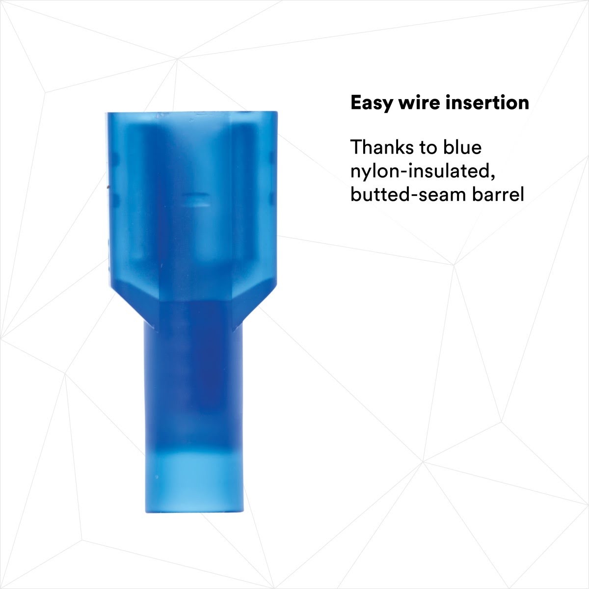3M MNU14-250DFIX Female Disconnect Terminal, Nylon Insulated, Blue, 16-14 AWG, 1/4 in Tab, 100 Per Bottle (7000133350) - 3