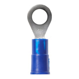 3M MVU14-10RX Ring Vinyl Insulated Ring Tongue Terminal, Standard Style, Tin Plated, Crimp Type, Blue, 16-14 AWG, Stud Size 10 (7000133366)