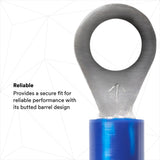 3M MVU14-10RX Ring Vinyl Insulated Ring Tongue Terminal, Standard Style, Tin Plated, Crimp Type, Blue, 16-14 AWG, Stud Size 10 (7000133366) - 3