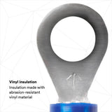 3M MVU14-10RX Ring Vinyl Insulated Ring Tongue Terminal, Standard Style, Tin Plated, Crimp Type, Blue, 16-14 AWG, Stud Size 10 (7000133366) - 4