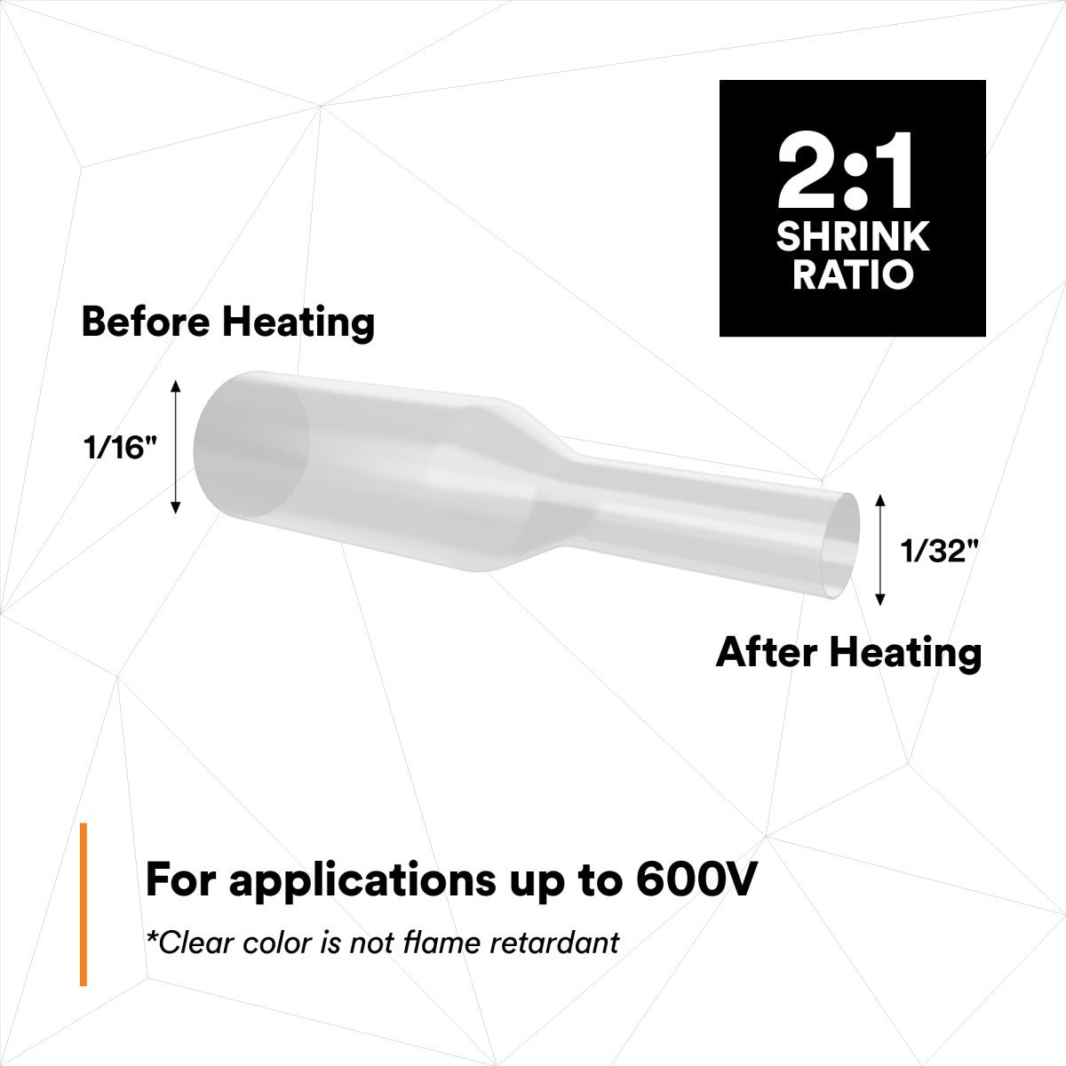 3M FP-301-1/16-48-Clear Heat Shrink Thin-Wall Tubing (7000133630) (25 Pack) - 7