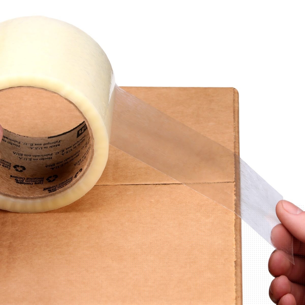 3M 371 Scotch Box Sealing Tape, Polypropylene, Hot Melt Adhesive, Clear, 72 mm x 914 m (7000136741) (4 Pack) - 6