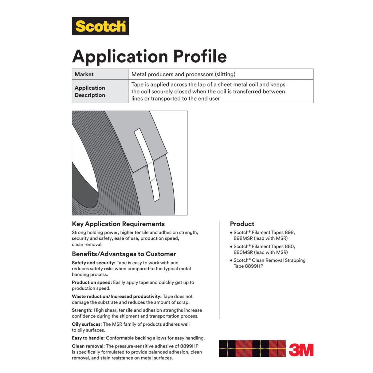 3M 898 Scotch Filament Tape, Clear, 48 in x 60 yd, 6.6 mil (7000136875) - 4