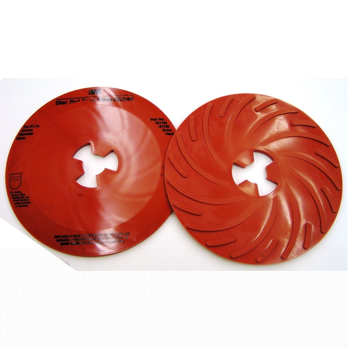3M 81728 Disc Pad Face Plate Ribbed, 9 in Extra Hard Red (7000144145) (10 Pack) - 2