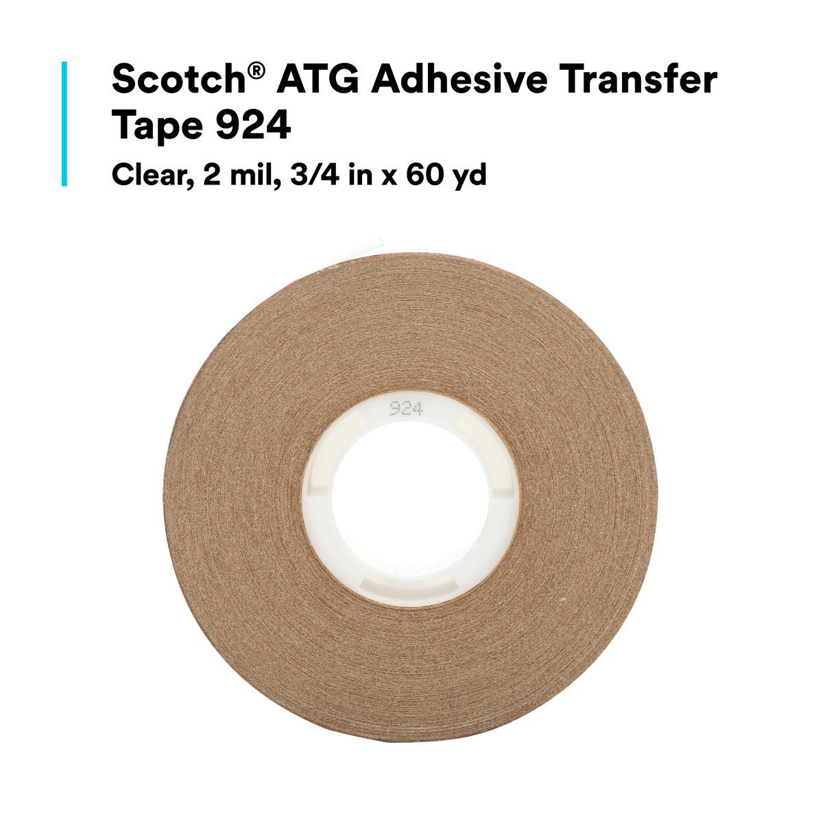 3M 924 Scotch ATG Adhesive Transfer Tape, Clear, 3/4 in x 60 yd, 2 mil (7000144694) (12 Pack) - 4