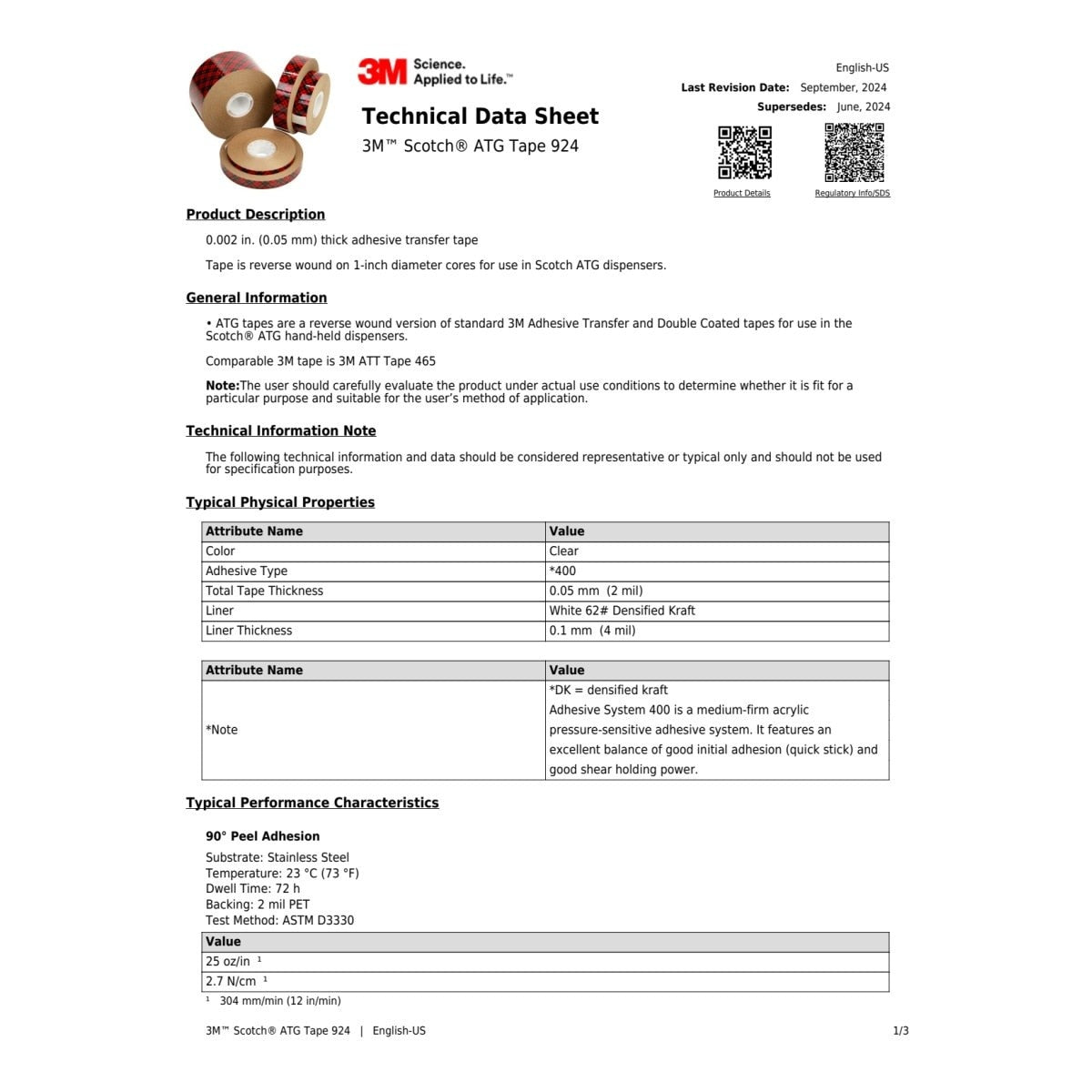 3M 924 Scotch ATG Adhesive Transfer Tape, Clear, 3/4 in x 60 yd, 2 mil (7000144694) (12 Pack) - 9