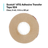 3M 924 Scotch ATG Adhesive Transfer Tape, Clear, 2 mil, 1/4 in x 60 yd (7000144701) (12 Pack) - 5