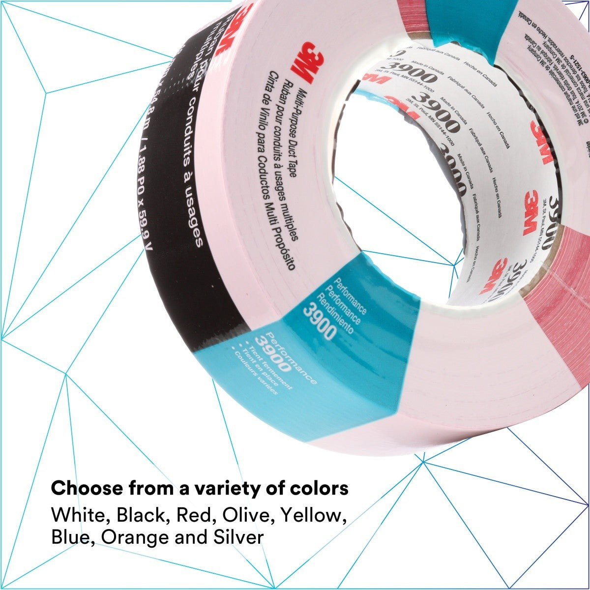 3M 3900 Multi-Purpose Duct Tape, Red, Rubber Adhesive, Water Resistant, 48 mm x 54.8 m, 8.1 mil (7000144749) (24 Pack) - 4
