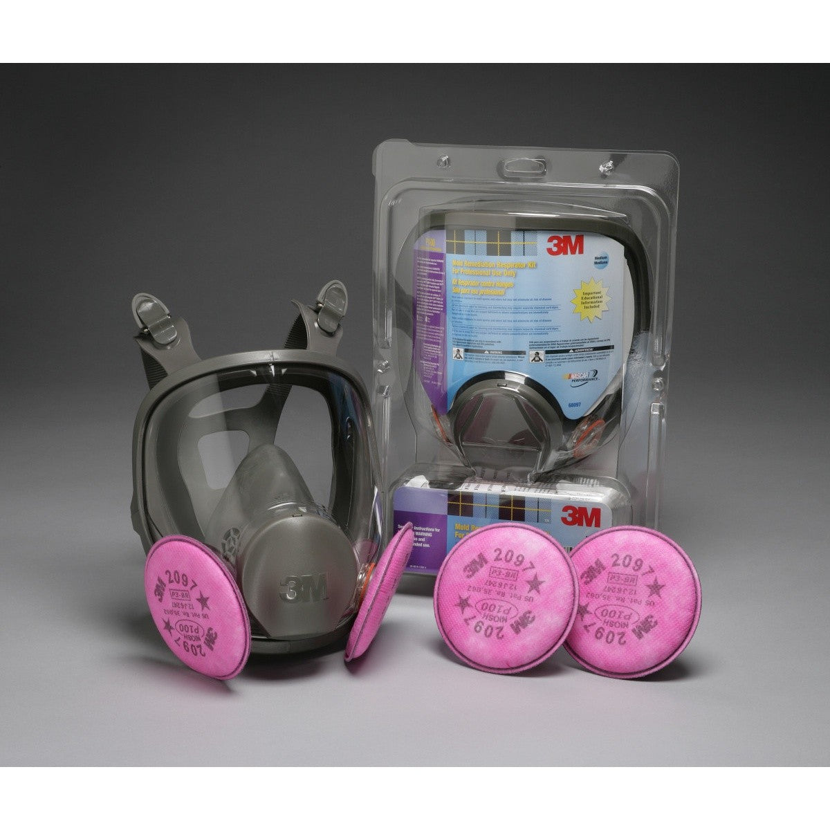 3M 68097 Full Face Mold Remediation Respirator Kit with 4 P100 Filters (7000144916) (5 Pieces) (2 Pack)