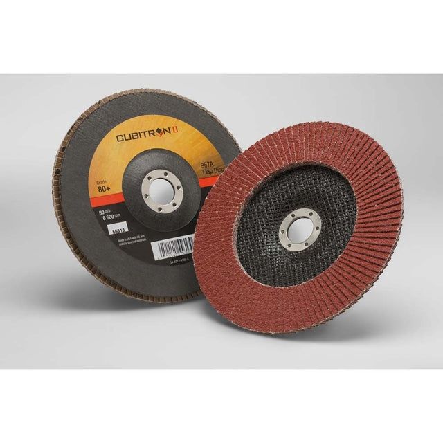 3M 967A Cubitron II Flap Disc , 80+, T27, 7 in x 7/8 in, Medium Pressure Applications, Light Deburring, Scale Removal, Oxide Removal, Surface Prep (7000148186) (5 Pack)