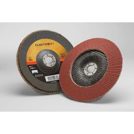 3M 967A Cubitron II T29 Flap Disc, 7 in x 7/8 in, 60+ Grit for Medium-Pressure Deburring and Surface Prep (7000148191) (5 Pack)