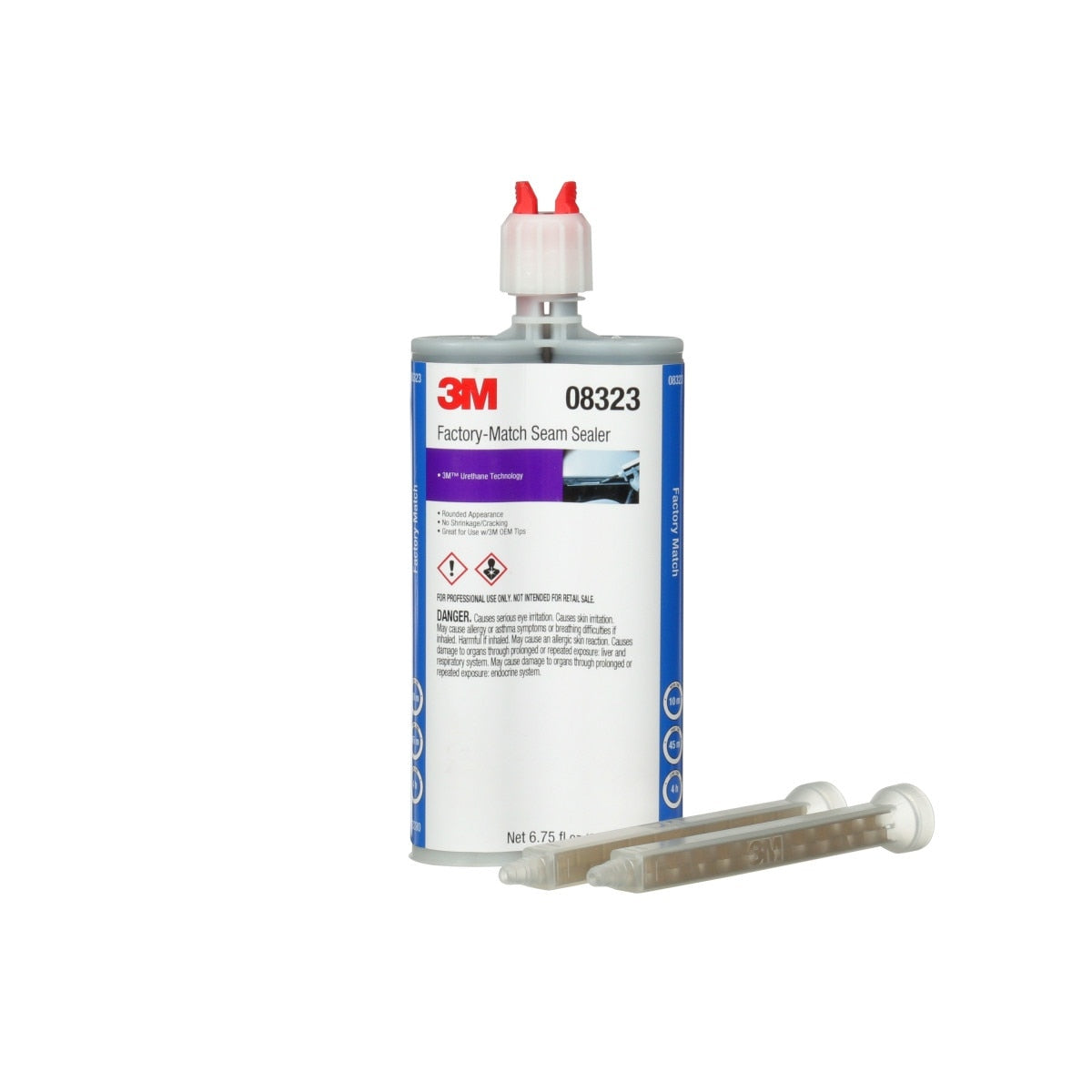 3M Factory-Match Seam Sealer, Two-Part Urethane, Medium/High Viscosity, Black, 200 mL/6.75 fl oz Cartridge (08323) (7000148202) (6 Pack)