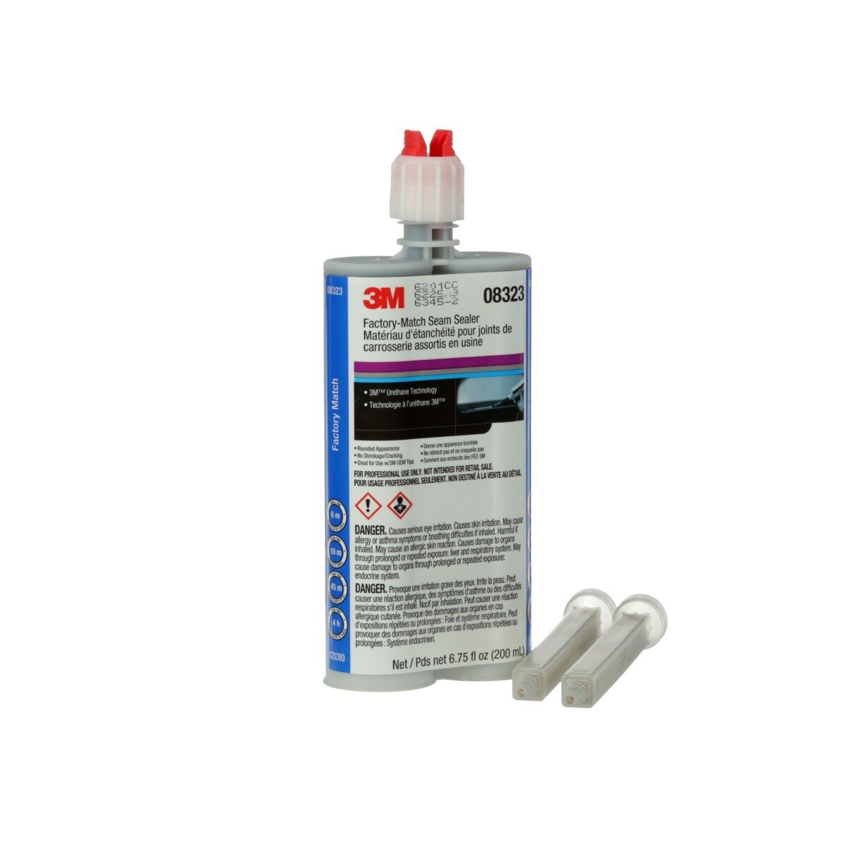 3M Factory-Match Seam Sealer, Two-Part Urethane, Medium/High Viscosity, Black, 200 mL/6.75 fl oz Cartridge (08323) (7000148202) (6 Pack) - 2