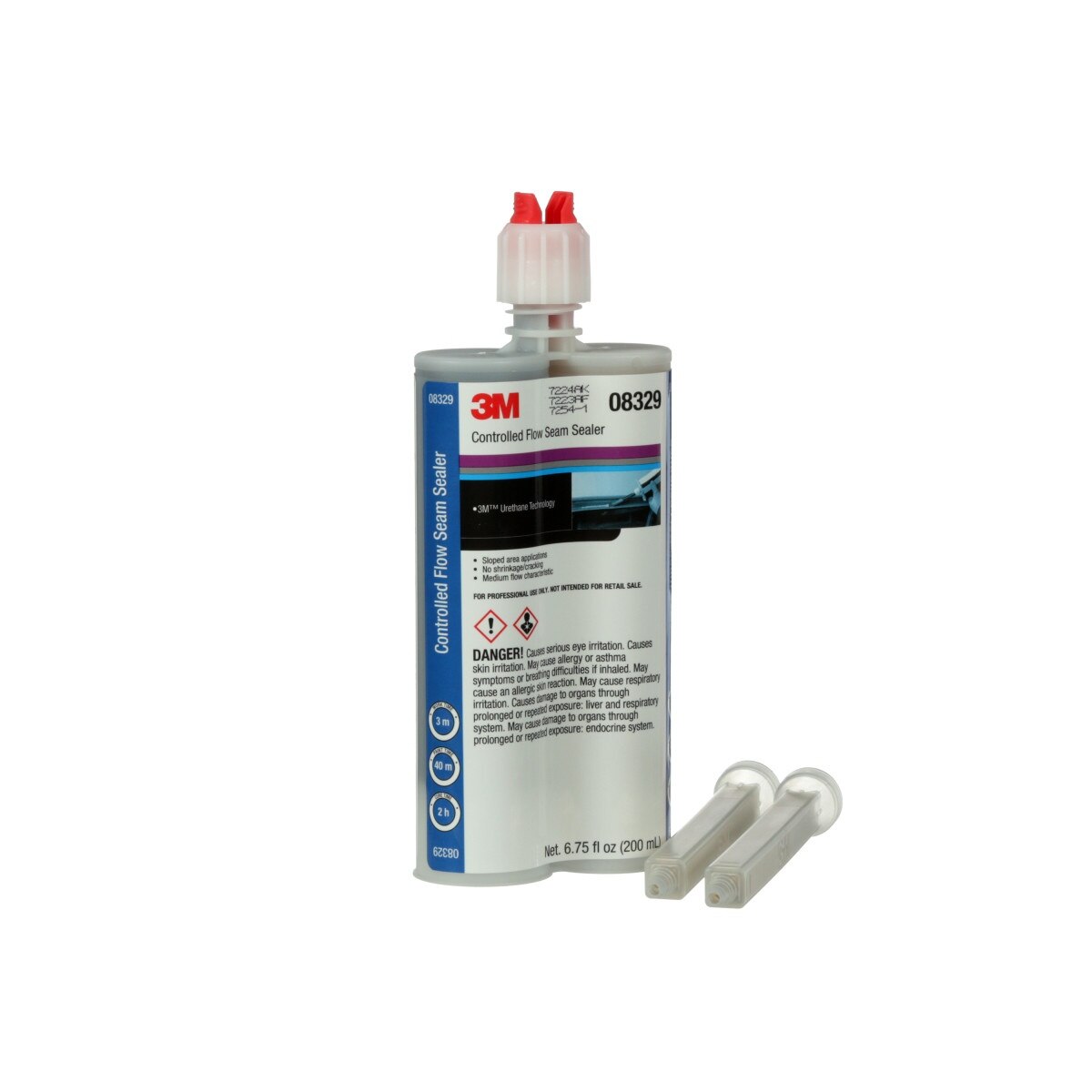 3M 08329 Controlled-Flow Seam Sealer, Solvent Free, Weather Resistant, Urethane, Black, 200 mL/6.75 fl oz Cartridge (7000148203) (6 Pack) - 3
