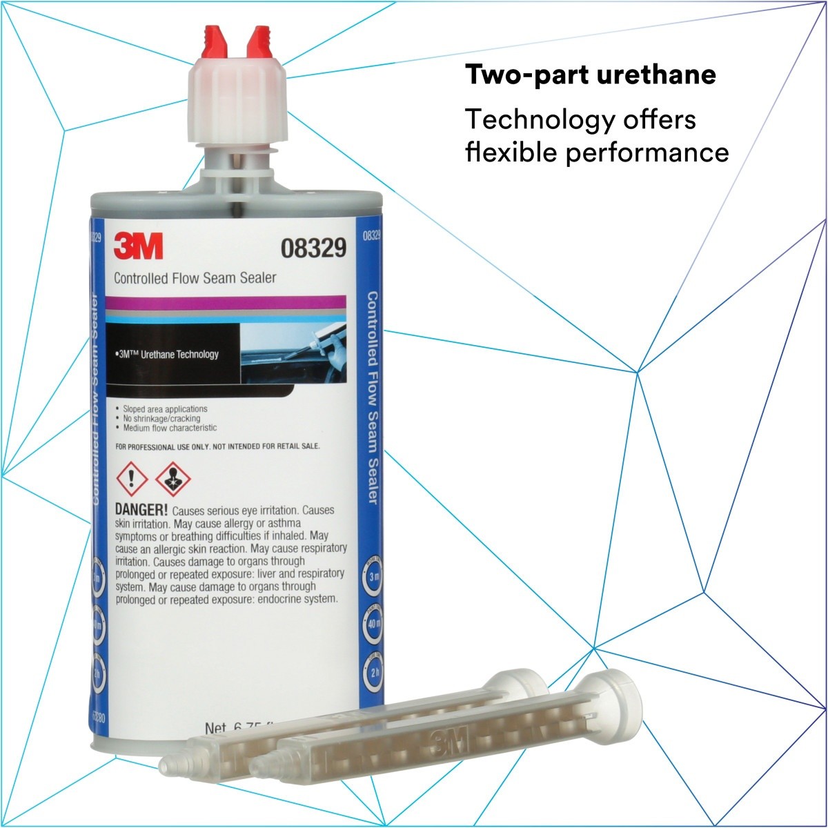 3M 08329 Controlled-Flow Seam Sealer, Solvent Free, Weather Resistant, Urethane, Black, 200 mL/6.75 fl oz Cartridge (7000148203) (6 Pack) - 7