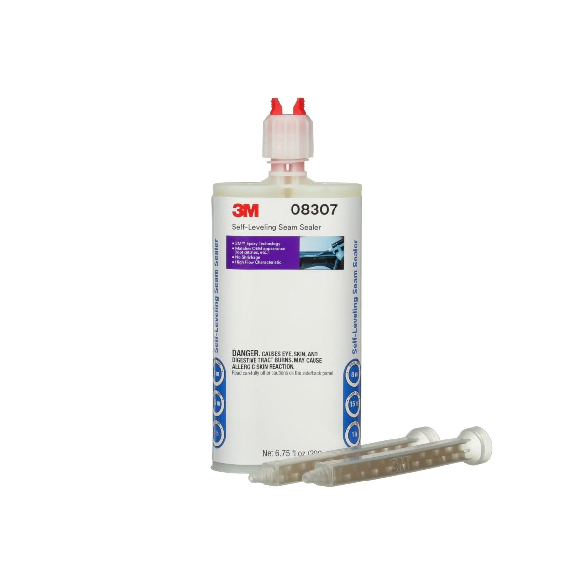 3M 08307 Self-Leveling Seam Sealer Two-Part Epoxy, Transparent, 200 mL/6.75 fl oz Cartridge, Quick Curing (7000148242) (6 Pack)