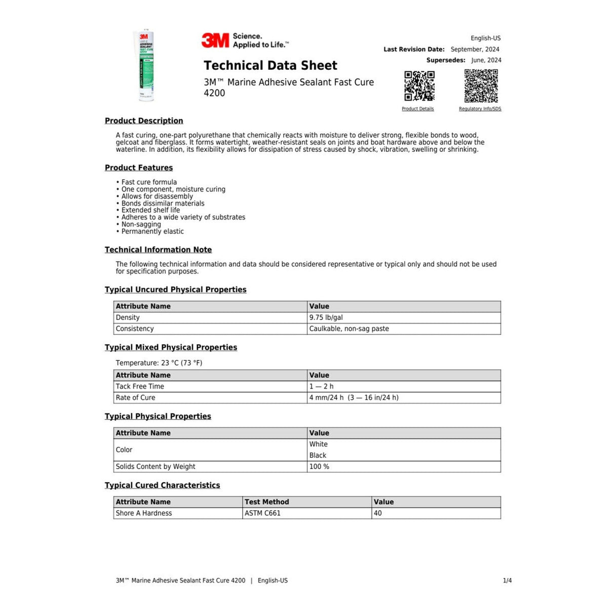 3M 4200FC Marine Adhesive Sealant Fast Cure, White, 3 oz Tube (5260) (7000148282) (6 Pack) - 2