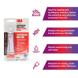 3M 4200FC Marine Adhesive Sealant Fast Cure, White, 3 oz Tube (5260) (7000148282) (6 Pack) - 6