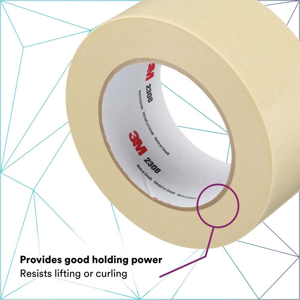 3M 2308 Masking Tape , Tan, 48 mm x 55 m, 5.3 mil (7000148381) (24 Pack) - 2