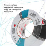 3M 3900 Multi-Purpose Duct Tape, Black, 48 mm x 54.8 m, 7.6 mil, Rubber Adhesive, Water Resistant (7000148383) (24 Pack) - 3