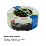 3M 401+ Scotch High Performance Green Masking Tape, Superior Adhesion, Clean Removal, Paint Bleed Resistant, Green, 48 mm x 55 m (401+ IW) (7000148424) (12 Pack) - 4