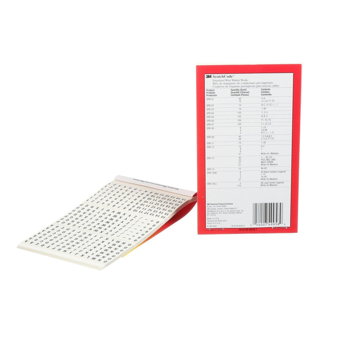 3M ScotchCode Pre-Printed Wire Marker Book Black Print on White Background (SPB-08) (7000148836) (5 Pack) - 3