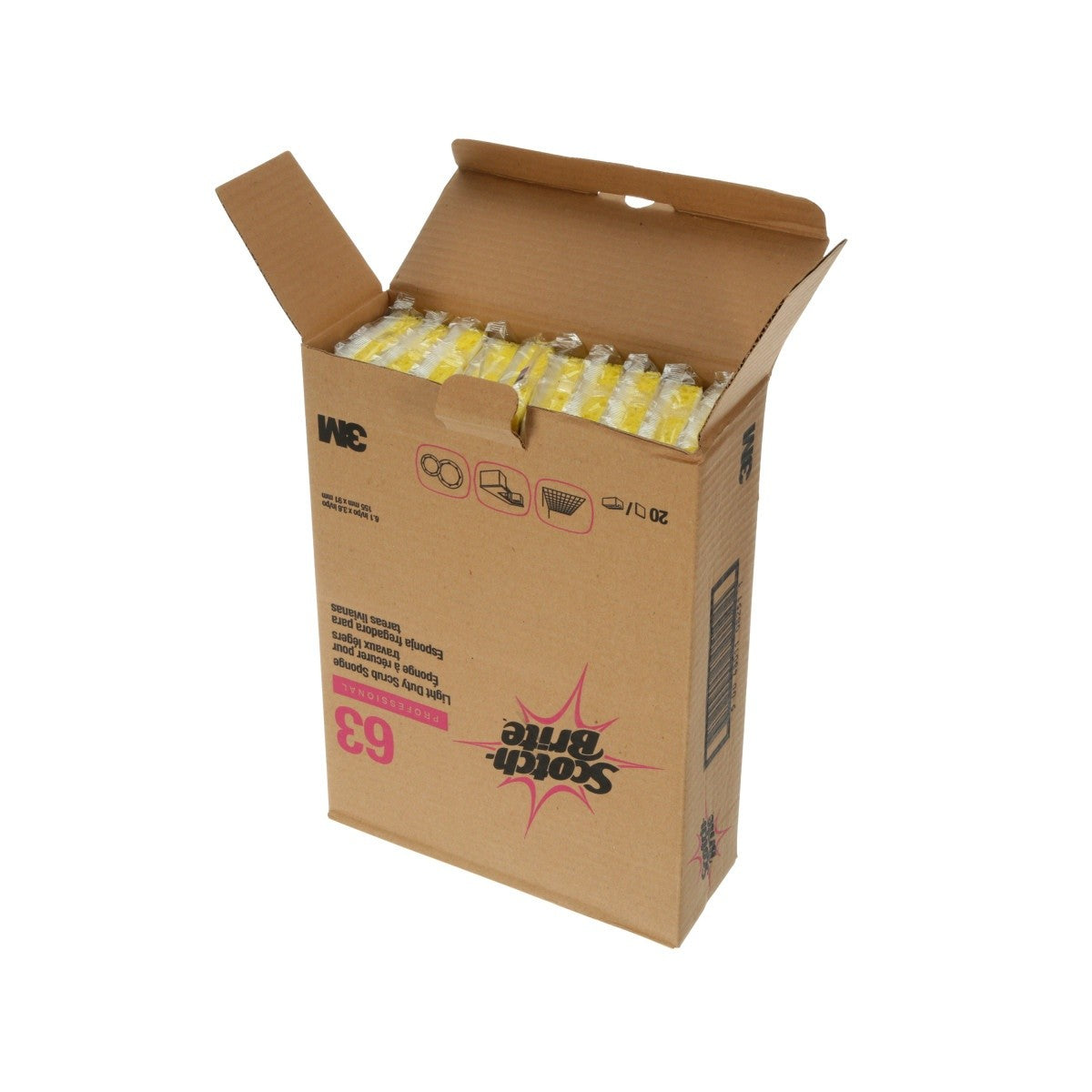3M Scotch-Brite Light Duty Scrub Sponge, White Yellow, 6-3/32 in x 3-19/32 in x 11/16 in (7010029000) (20 Pack) - 5