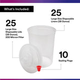 3M 16024 PPS Paint Spray Gun Cup Lid and Liner Kit, Large, 28 oz, 200 Micron Filter, 25 Lids and Liners, 10 Sealing Plugs (7010029843) - 4
